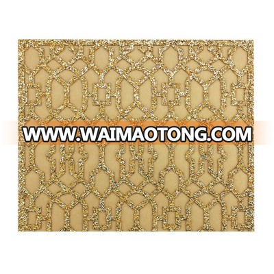 YALI OEM Embroidery Dinner Rhinestone Glass Bead Placemats,Golden Custom Table Mat