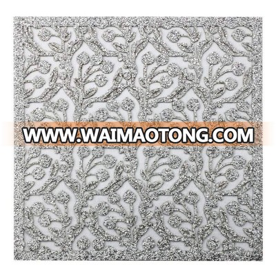 YALI Square Silver Rhinestone Beaded Chinese Restaurant Placemats,Dining Table Plate Mat